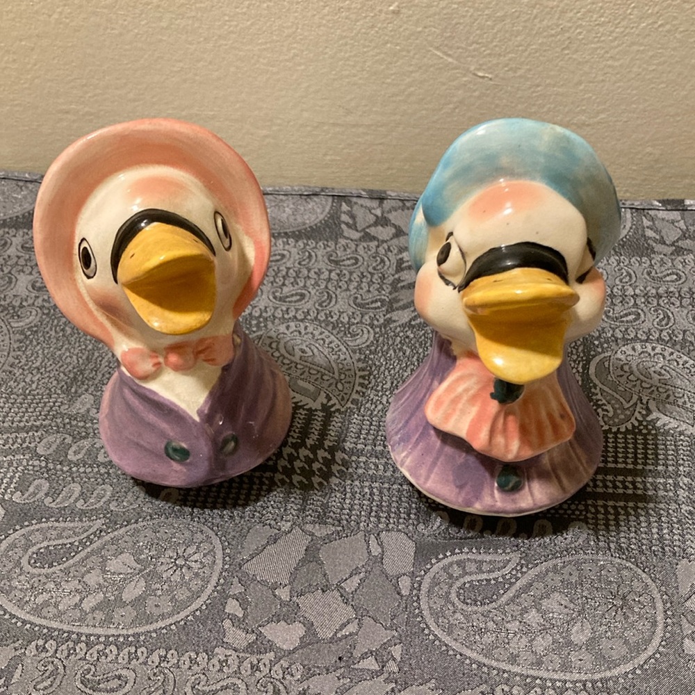 Hand-Painted Pink and Blue Duck Figurines - Charming Home Accent Pair